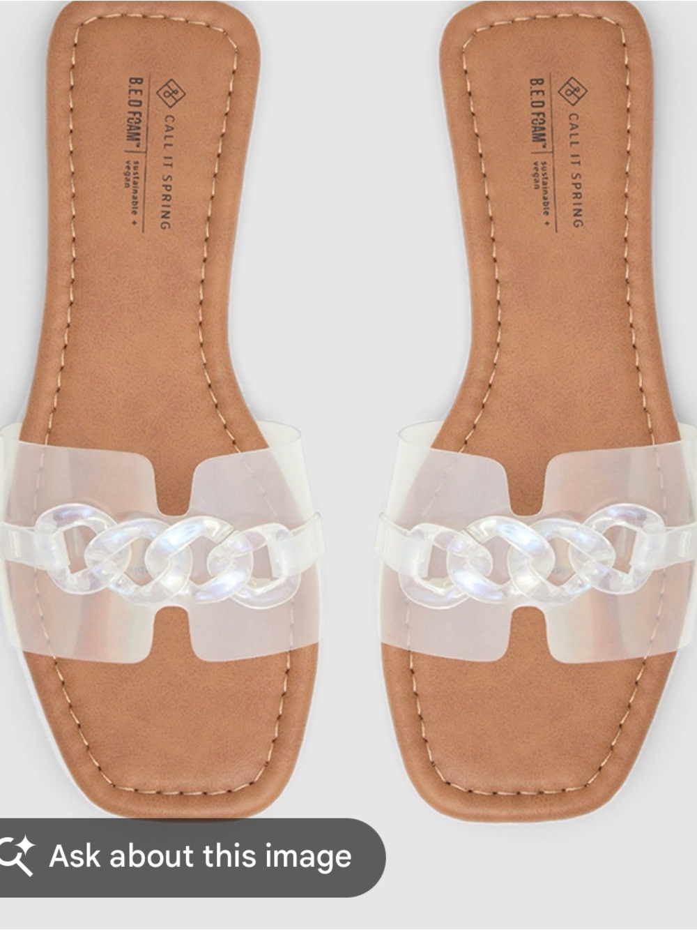 Call It Spring Iridescent Clear Chain Slide Sandals